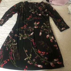Tommy Hilfiger Black Floral Long Sleeve Dress